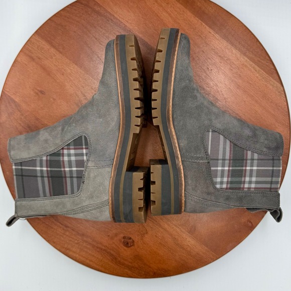 Timberland Courmayeur Valley Chelsea Boots Grey Suede Plaid A2EEH Grunge Women 7 - Picture 8 of 13